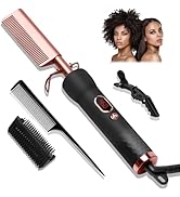 Hot Comb for Wigs Human Hair with 12 Temp Settings Heating Up to 450°F,Pressing Combs 110-240V St...
