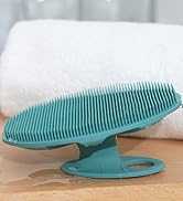 silicone body scrubber exfoliating loofah soft bristles gentle clean exfoliation men women