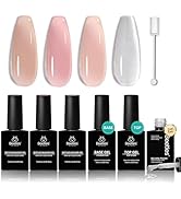 Beetles Builder Gel for Nails Set Vitreous Radiance 6 Pcs 8 in 1 Nail Thickening Strengthening Bu...
