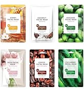 Face Mask Skincare, 6 Pack Variety Sheet Masks - Spa Party Face Masks - Natural Ingredients, Mois...