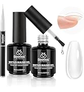Beetles Builder Gel Kit-Dew Glow 2Pcs 0.51oz 8 in 1 Nail Extension Building Nail Apex Strengthene...