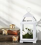 Hosley Set of 2 Clear Glass and Iron White Color Farmhouse Classic Style Lantern 12 Inch High Ide...
