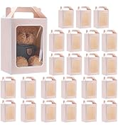 BENECREAT 24PCS Kraft Paper Gift Bags, 9.8x7x 5.1Inch Tote Paper Bags with Transparent Window, Gi...