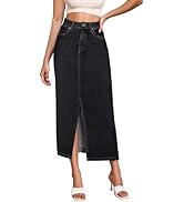 Hybrid & Company Women's Long Denim Skirt – Stretch Jean Skirt for Office and Casual Wear