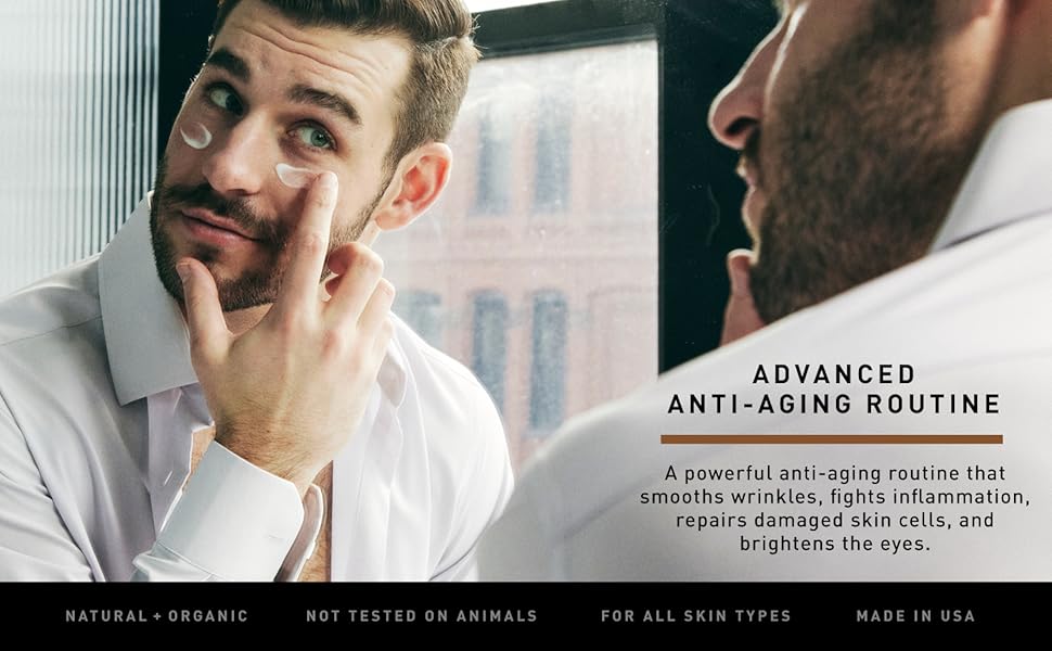 Men's ⁣Advanced Anti-Aging Routine, smooths wrinkles, fights inflammation, repairs skin cells