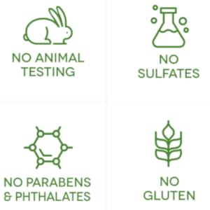 No animal testing, no sulfates, no parabens and phthalates, no gluten