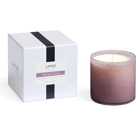 LAFCO New York Classic Candle, Midnight Cactus - 6.5 oz - 50-Hour Burn Time - Reusable, Hand Blown Glass Vessel - Made in The USA