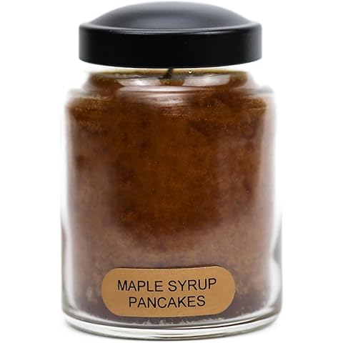 A Cheerful Giver - Maple Syrup Pancakes Baby Scented Glass Jar Candle (6oz) with Lid & True to Life Fragrance Made in USA