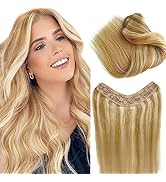 Smartinnov Clip in Hair Extensions Real Human Hair Balayage Honey Blonde to Platinum Blonde V Sha...