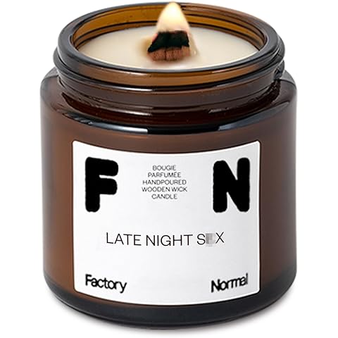 Factory Normal Scented Soy Candle with Wooden Wick | Amber Jar Crackling Candle | Perfume Aroma Healing Gift (4oz, Late Night S*x)