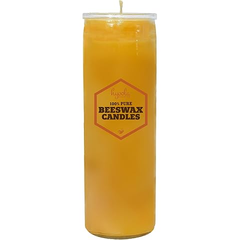 Hyoola 6 Day Beeswax Candles - Memorial Prayer Candles in Glass Jar- Vigil, Religious, and Emergency Candle - 100% Beeswax Candle Jar - USA Made