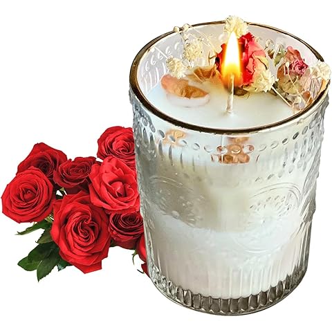 Rose Blooming Charm Scented Candle - 36H Long-Lasting, Soy & Beeswax Blend 7oz Jar Candle, Luxury Floral Scent for Home Decor, Relaxation & Gifts