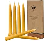 Natural Beeswax Taper Candles, DEYBBY Smokeless and Dripless Beeswax Candles, Long Lasting Burning, Nontoxic, 8 inch, 6 Pack
