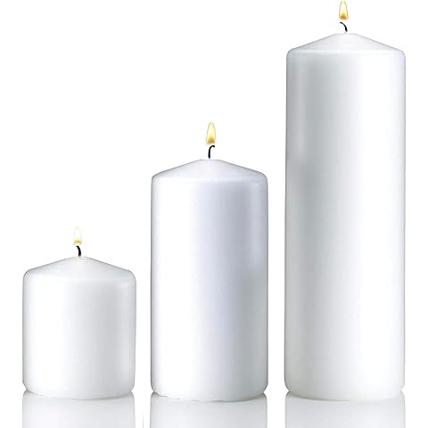 Vanilla Pillar Candles Set of 3 - Dripless Unscented - 3x3, 3x6 & 3x9 Decorative Candles for Home Decor & Table Centerpieces, PARNOO