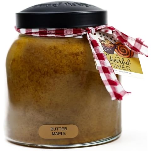 A Cheerful Giver - Butter Maple - 34oz Papa Scented Candle Jar with Lid - Keepers of the Light - 155 Hours of Burn Time, Gift for Women, Brown