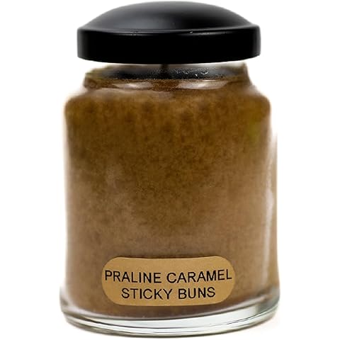 A Cheerful Giver - Praline Caramel Sticky Buns Baby Scented Glass Jar Candle (6oz) with Lid & True to Life Fragrance Made in USA