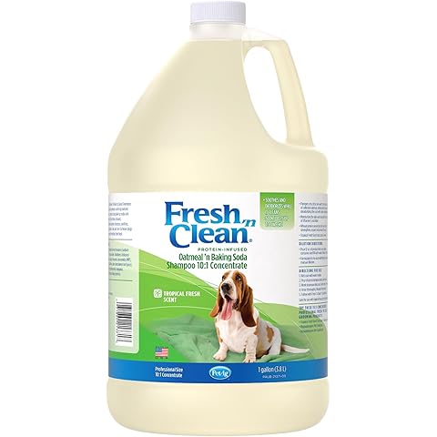 PetAg Fresh ’n Clean Oatmeal ’n Baking Soda Shampoo - Tropical Fresh Scent (10:1 Concentrate) - 1 Gallon - Nurtures Dry, Itchy Skin with Vitamin E & Aloe - Strengthens & Repairs - Soap Free