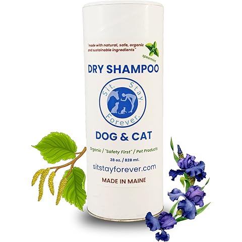 Sit. Stay. Forever. Dry Shampoo for Dogs & Cats – Organic Dry Bath Powder, Talco pa...