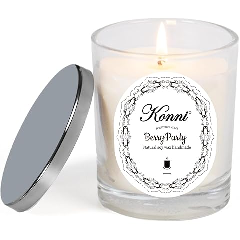 KAMMAK Scented Candles for Women Men, Home Decoration Soy Wax Aromatherapy Candle 7.05 oz Relaxing Gifts Berry Scent Bathroom Candles, Glass Jar Candle for Mom, Father, Friends