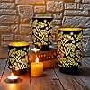 JHY DESIGN Set of 3 Metal Candle Holders 7.5“H Green Hurricane Pillar Candleholder Vintage Table Candlestick Holders Great Centerpieces for Home Decor Wedding Parties Events