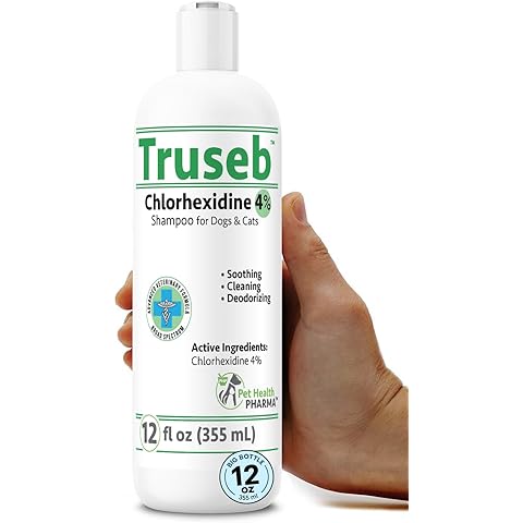 Truseb Topical Chlorhexidine 4% Shampoo for Dogs, Cats & Horses (12 oz)- with Aloe for Cleansing (Chlorhexidine 4% Shampoo, 12 oz)