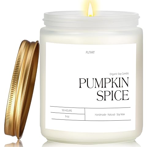 Pumpkin Spice Fall Candles for Home Scented, Natural Soy Wax Aromatherapy Non Toxic...