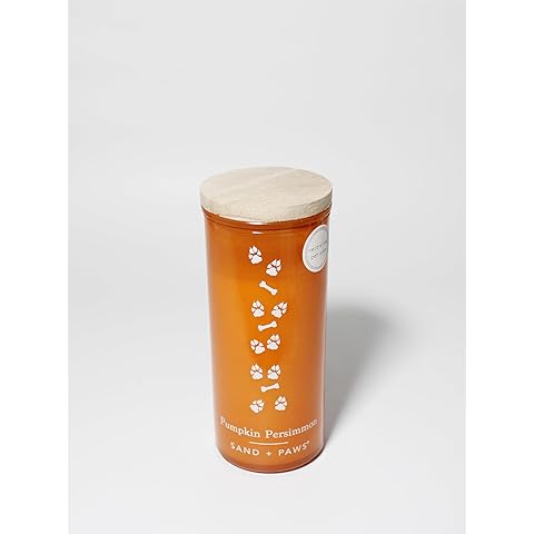 Sand + Paws Pumpkin Persimmon 10.5 oz Scented Candle - Autumn Home Fragrance, Neutralizes Odors, Sulfate and Cruelty Free – 100% Cotton Lead-Free Wicks - 10.5 oz
