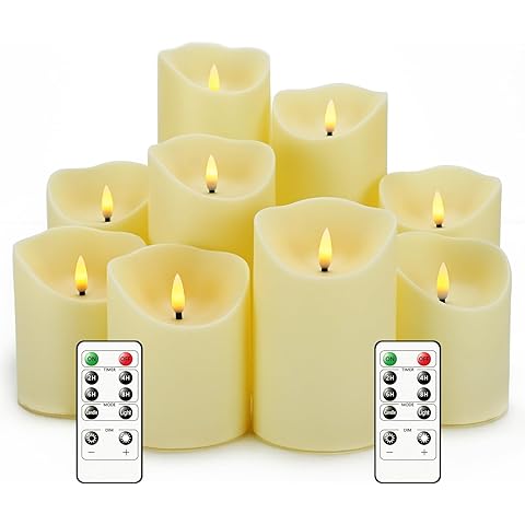 Flameless Candles with Remote, Battery Operated Flickering Flameless Candles, LED C...