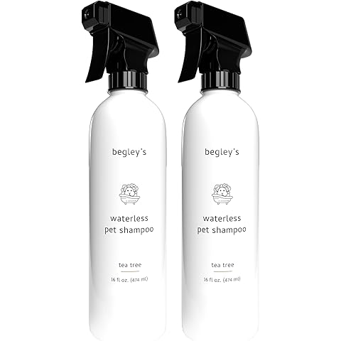 Begley's No Rinse Waterless Pet Shampoo, Bathless Cleaning, Deodorizing, and Odor Removal for a Shiny, Fresh Smelling Coat - Effective for Dogs, Puppies, and Cats - Fresh Tea Tree Scent