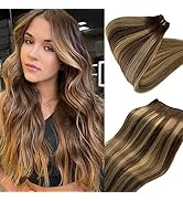 Balayage Sew in Hair Extensions #4/27 Ombre Highlight Blonde Human Hair Bundles Dark Brown to Hon...