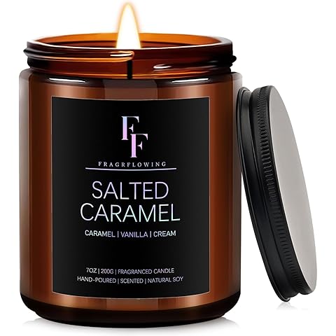 Salted Caramel Scented Candle for Home Soy Wax Candle, Aromatherapy Candle Gift for Women Men, 7oz