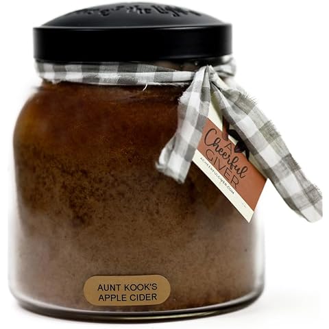 A Cheerful Giver — Aunt Kook's Apple Cider - 34oz Papa Scented Candle Jar with Lid - Keepers of the Light - 155 Hours of Burn Time, Gift for Women, Brown