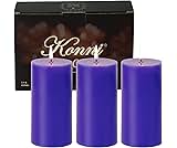 KONNI Violet Pillar Candles Set of 3, 3