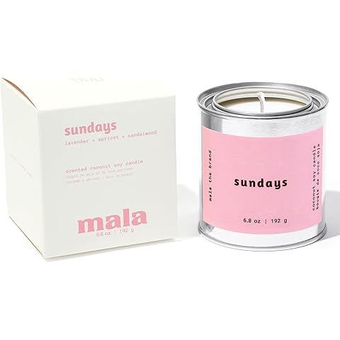 Sundays Apricot Sandalwood & Lavender Candle for Home – Vegan Soy Aromatherapy – 45...
