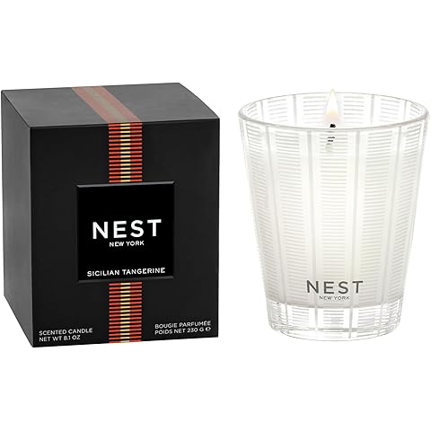 NEST New York Scented Classic Candle, Sicilian Tangerine - 8.1 oz - Up to 60-Hour Burn Time - Reusable Glass Vessel