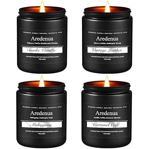 Men’s Candle Set | 4 Pack Masculine Scented Candles, Soy Candles for Home, Manly Ca...