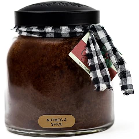 A Cheerful Giver - Nutmeg & Spice - 34oz Papa Scented Candle Jar with Lid - Keepers of The Light - 155 Hours of Burn Time, Gift for Women, Brown
