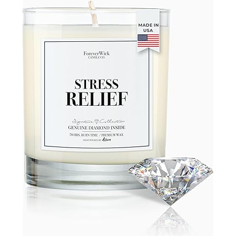 Foreverwick Stress Relief Candle | Diamond Candle Gift | Relaxing Scent | Aromatherapy for Bath, Destress & Clearance | Strong Scented Candles for Decor | 14 oz & 70 Hours Burning Time