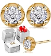 Lab Grown Diamond Earrings for Women in 925 Sterling Silver with Gold/Platinum Plated - Diamond S...