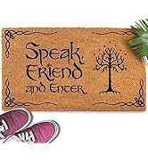 Speak Friend and Enter Doormat 30x17 Inch, The Lord of the Rings Merchandise Welcome Mat Funny, S...