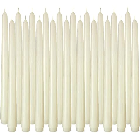 Arosky 20 Pack Ivory Taper Candles, 7-8 Hours Burn Time, Unscented and Smokeless, 4/5 x 10 Inch Dinner Candle Set for Household, Wedding, Party and Home Décor Candlesticks
