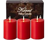 KONNI Red Pillar Candles Set of 3, 3