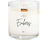 The Diamond Life Home “EMBERS” Luxury Scented Coconut Soy Candle – Fall Candle with Patchouli, Pine, Cedar & Musk – 9 oz Clear Jar, 65 Hour Burn, Wooden Wick, Hand-Poured in USA