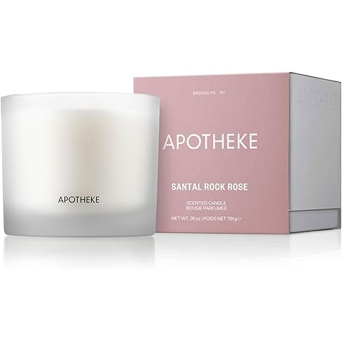 Apotheke 3-Wick Scented Candles for Home, Santal Rock Rose - 26 oz Soy Wax Jar Candle Gift for Women - Long-Lasting Fragrance with Perfume-Grade Essential Oils - Sandalwood, Rose, Musk & Leather