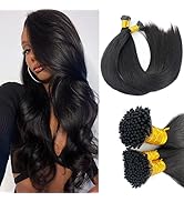 Smartinnov Hair I Tip Human Hair Extensions 14 Inches Silky Straight Cold Fusion Tipped Hair Pre ...