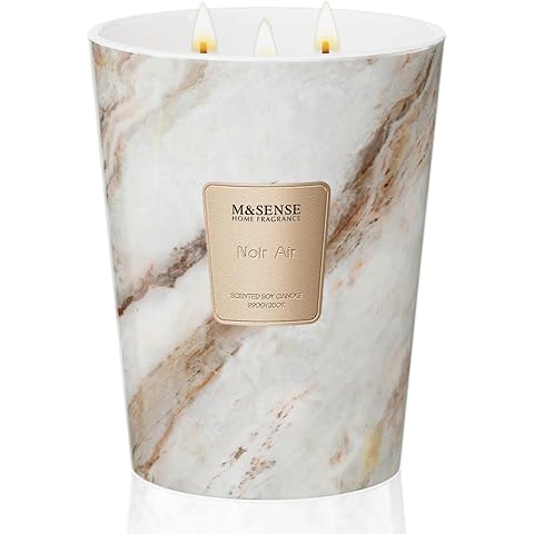 M&SENSE NoirAir Scented Candles for Home, 3-Wick Highly Scented Jar Candles, Extra Large Candle 35 Oz 150 Hours Long Lasting Burning, Relaxing Aromatherapy Candle for Stress Relief, Meditation