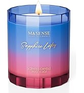M&SENSE Summer Water Lily Scented Candle, 10.6oz Natural Soy Wax Non Toxic 60-Hour Burn Time Cott...