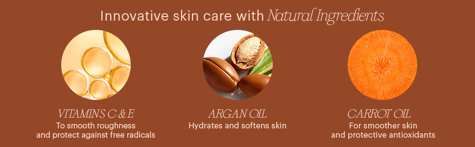 innovative skin care carrot oil argan  vitamin C E smooth antioxidant firm nourish hydrate