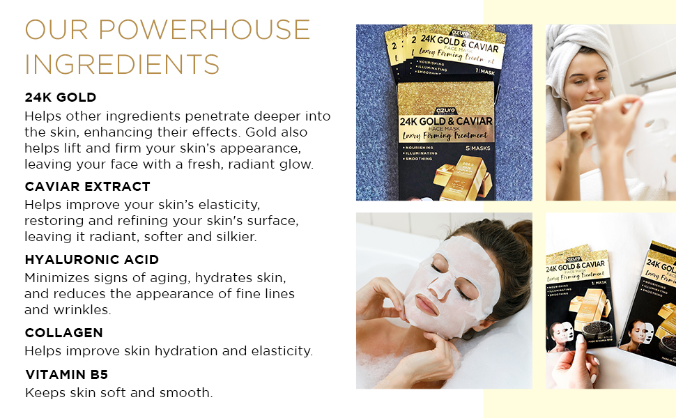 Azure - 24K Gold & Caviar Luxury Firming Facial Sheet Mask 7