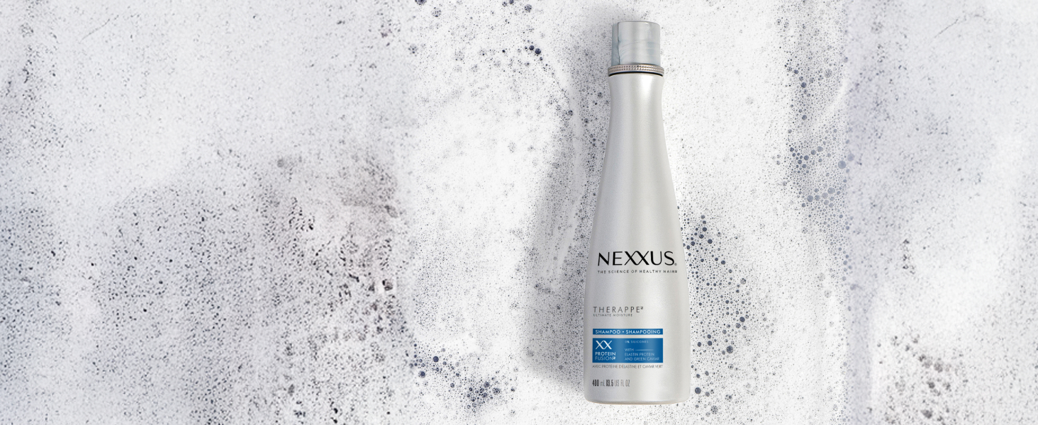 Nexxus bottle on top of foam.